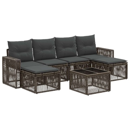 Ensemble de canapé de jardin 7 pcs Gris et Gris foncé polyrotin 645236645236