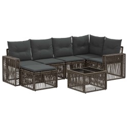 Ensemble de canapé de jardin 7 pcs Gris et Gris foncé polyrotin 645238645238