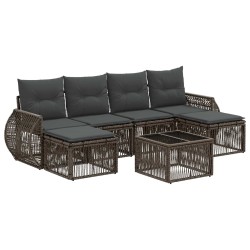 Ensemble de canapé de jardin 7 pcs Gris et Gris foncé polyrotin 645241645241
