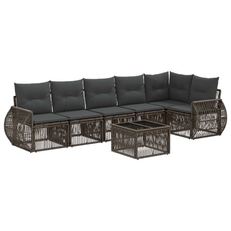 Ensemble de canapé de jardin 7 pcs Gris et Gris foncé polyrotin 645242645242