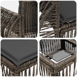 Ensemble de canapé de jardin 7 pcs Gris et Gris foncé polyrotin 645242645242