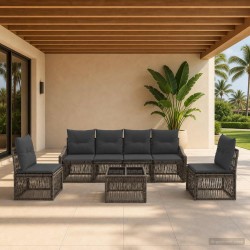 Ensemble de canapé de jardin 7 pcs Gris polyrotin 645243645243