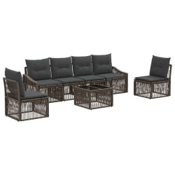 Ensemble de canapé de jardin 7 pcs Gris polyrotin 645243645243
