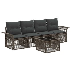 Ensemble de canapé de jardin 5 pcs Gris polyrotin 645244645244