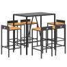 Ensemble de bar jardin 7 pcs noir poly rotin/bois massif acacia 645246645246