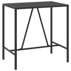 Ensemble de bar jardin 7 pcs noir poly rotin/bois massif acacia 645246645246