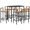 Ensemble de bar jardin 7 pcs noir poly rotin/bois massif acacia 645248645248