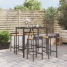Ensemble de bar jardin 5 pcs noir poly rotin/bois massif acacia 645249645249