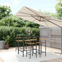 Ensemble de bar jardin 5 pcs noir poly rotin/bois massif acacia 645250645250