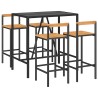 Ensemble de bar jardin 5 pcs noir poly rotin/bois massif acacia 645250645250