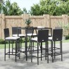 Ensemble de bar de jardin 7 pcs avec coussins noir poly rotin 645253645253