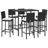 Ensemble de bar de jardin 7 pcs avec coussins noir poly rotin 645253645253