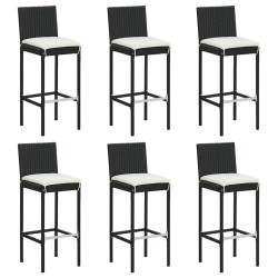 Ensemble de bar de jardin 7 pcs avec coussins noir poly rotin 645253645253