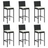 Ensemble de bar de jardin 7 pcs avec coussins noir poly rotin 645253645253
