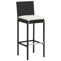 Ensemble de bar de jardin 7 pcs avec coussins noir poly rotin 645253645253