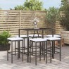 Ensemble de bar de jardin 7 pcs avec coussins noir poly rotin 645254645254