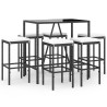 Ensemble de bar de jardin 7 pcs avec coussins noir poly rotin 645254645254