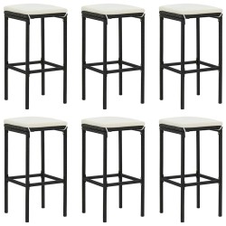 Ensemble de bar de jardin 7 pcs avec coussins noir poly rotin 645254645254