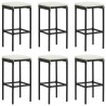 Ensemble de bar de jardin 7 pcs avec coussins noir poly rotin 645254645254