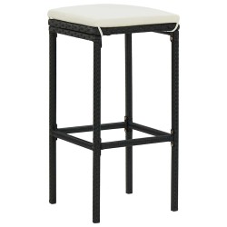 Ensemble de bar de jardin 7 pcs avec coussins noir poly rotin 645254645254