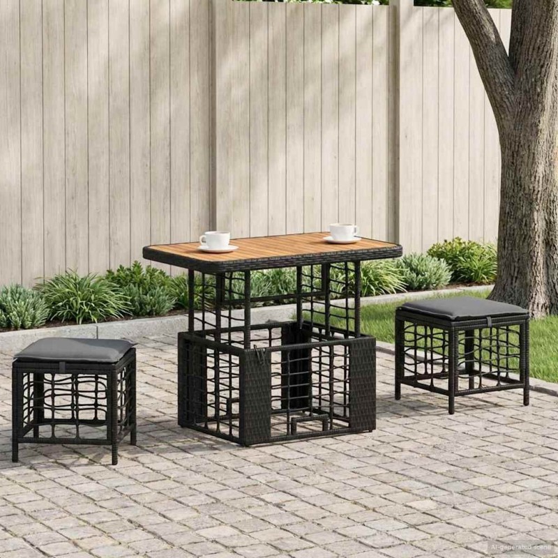 Ensemble de salle à manger pour jardin 3 pcs Noir et gris 645259645259