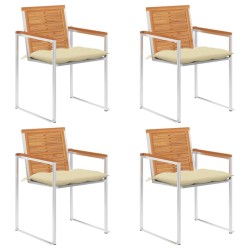 Chaises de jardin lot de 4 avec coussins Bois d'acacia massif 645263645263