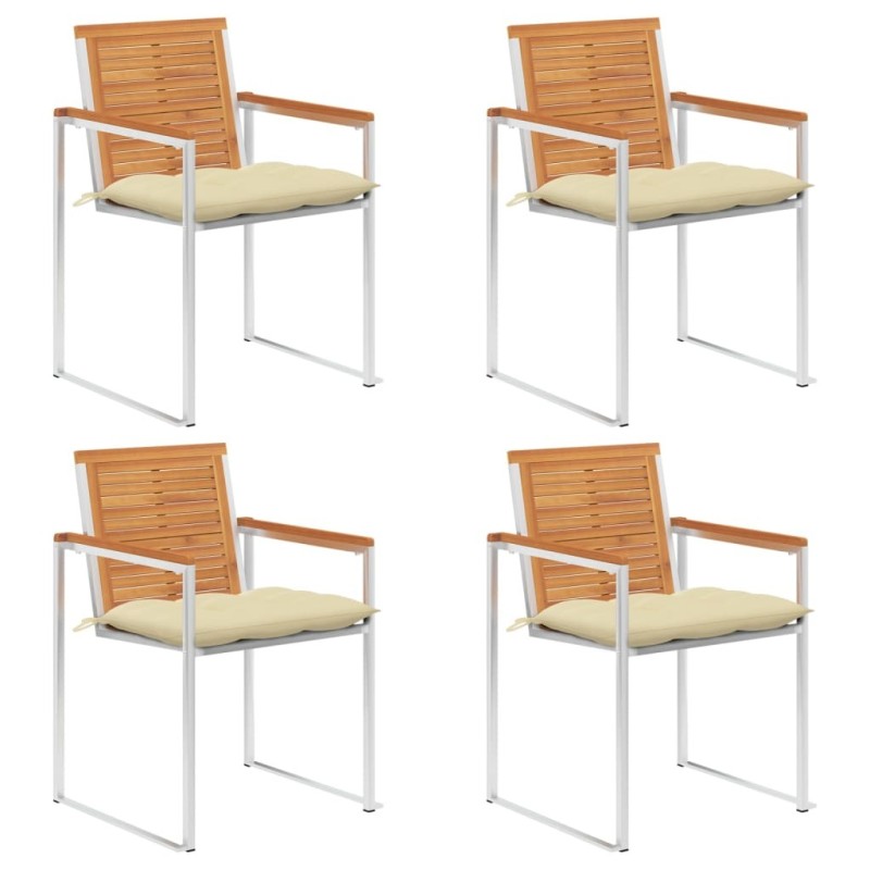 Chaises de jardin lot de 4 avec coussins Bois d'acacia massif 645263645263