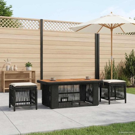 Ensemble de salle à manger pour jardin 4 pcs Noir et Crème 645264645264
