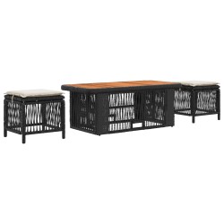 Ensemble de salle à manger pour jardin 4 pcs Noir et Crème 645264645264