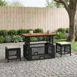 Ensemble de salle à manger pour jardin 4 pcs Noir et Crème 645264645264