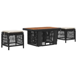 Ensemble de salle à manger pour jardin 3 pcs Noir et Crème 645265645265