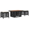 Ensemble de salle à manger pour jardin 3 pcs Noir et Crème 645265645265