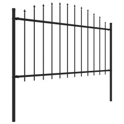 Clôture de jardin avec dessus en forme de lance en acier 1070 x 150 cm Noir 645269645269