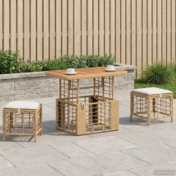 Ensemble de salle à manger pour jardin 3 pcs Nature et Blanc 645273645273