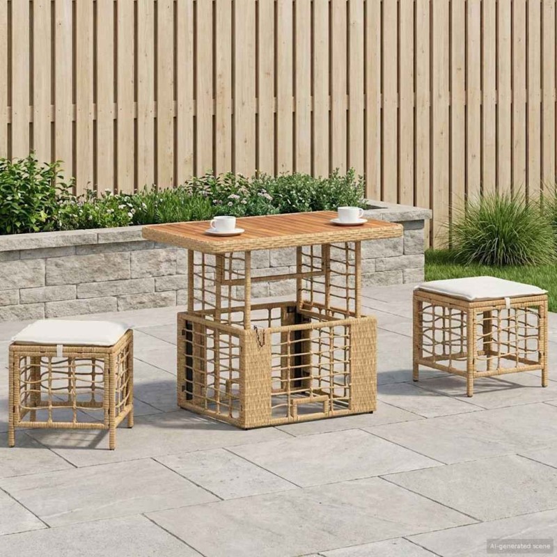 Ensemble de salle à manger pour jardin 3 pcs Nature et Blanc 645273645273