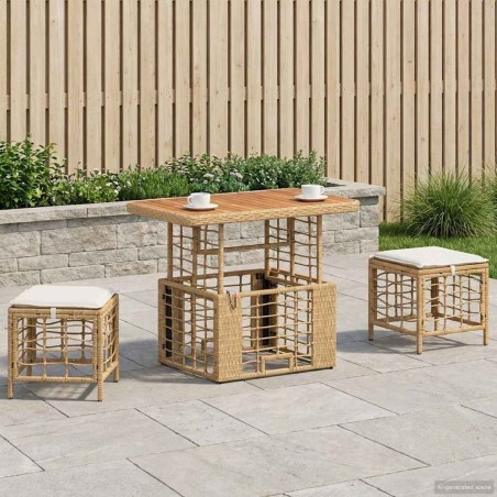 Ensemble de salle à manger pour jardin 3 pcs Nature et Blanc 645273645273