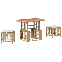 Ensemble de salle à manger pour jardin 3 pcs Nature et Blanc 645273645273