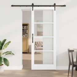 Porte coulissante Blanc 83 x 211 cm Bois de pin massif et verre 645275645275