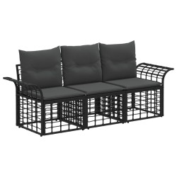 Ensemble de canapés d'extérieur 3 pcs Noir et Gris foncé 645297645297