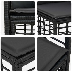 Ensemble de canapés d'extérieur 3 pcs Noir et Gris foncé 645297645297