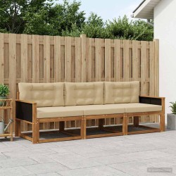 Ensemble de canapés d'extérieur 3 pcs Naturel et Beige 645301645301