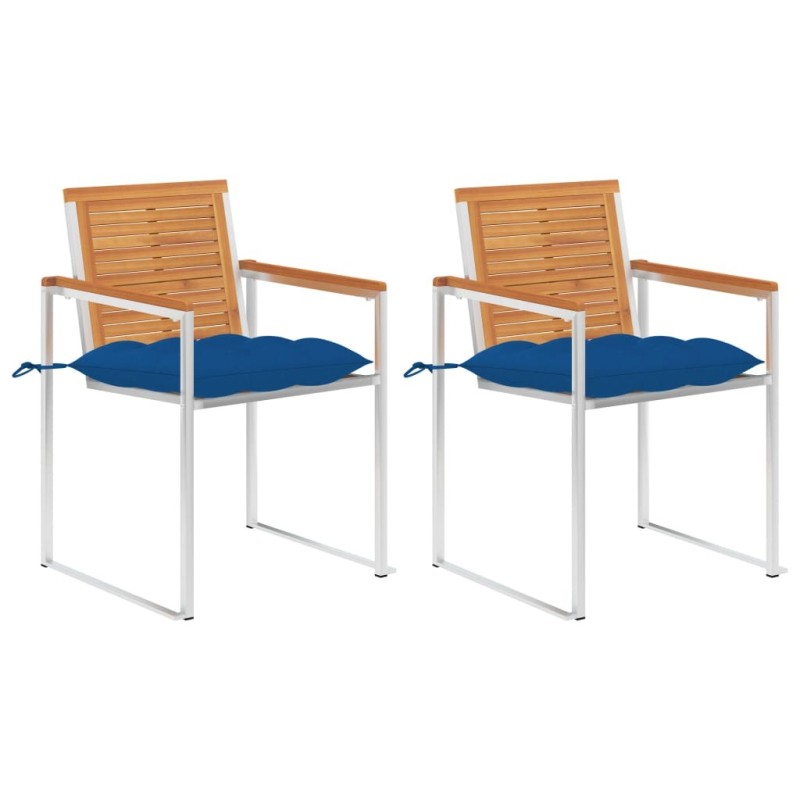 Chaises de jardin avec coussins lot de 2 Acacia solide et acier 645307645307