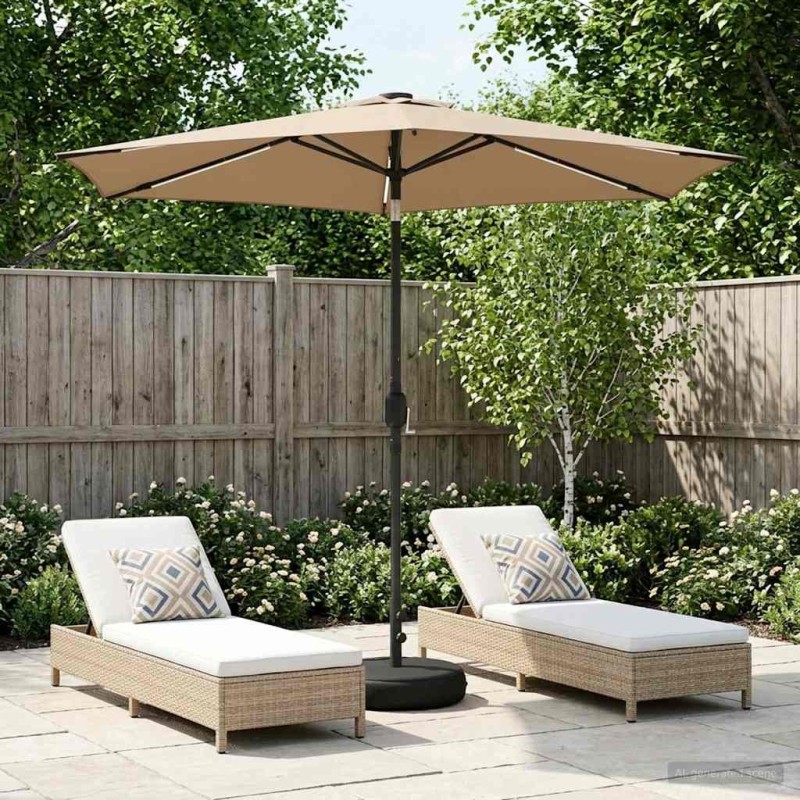 Parasol de jardin avec lumières LED et base 270 x 270 cm 645323645323