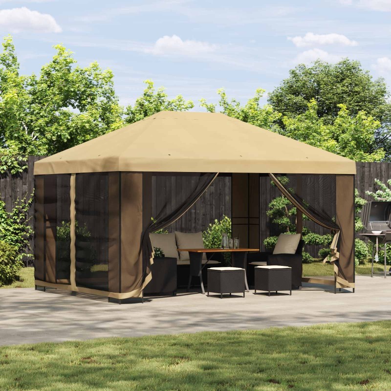 Abri de jardin avec parois 4 × 3 m Crème Polyester et Acier 645325645325