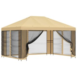 Abri de jardin avec parois 4 × 3 m Crème Polyester et Acier 645325645325