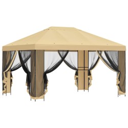 Abri de jardin avec parois 4 × 3 m Crème Polyester et Acier 645325645325