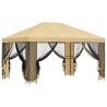 Abri de jardin avec parois 4 × 3 m Crème Polyester et Acier 645325645325