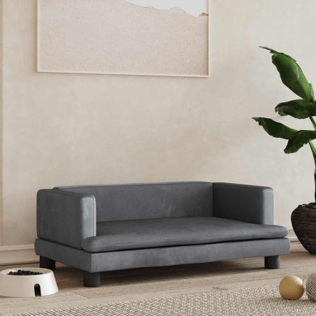 Lit pour chien gris foncé 80x45x30 cm velours 645334645334