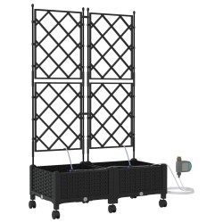 Porte-plante de jardin avec irrigation et roues 2 pc Noir PP 645340645340