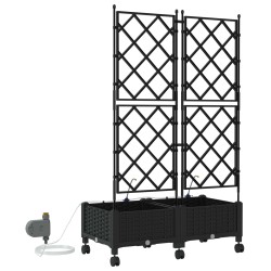 Porte-plante de jardin avec irrigation et roues 2 pc Noir PP 645340645340